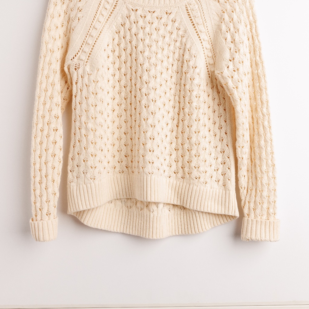 Loft Knitted Creme Colored Cotton Sweater - Picture 4 of 5